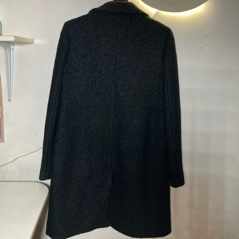 Black wool top coat Marc NY wool bucle style like new size small (2) - Picture 3 of 7